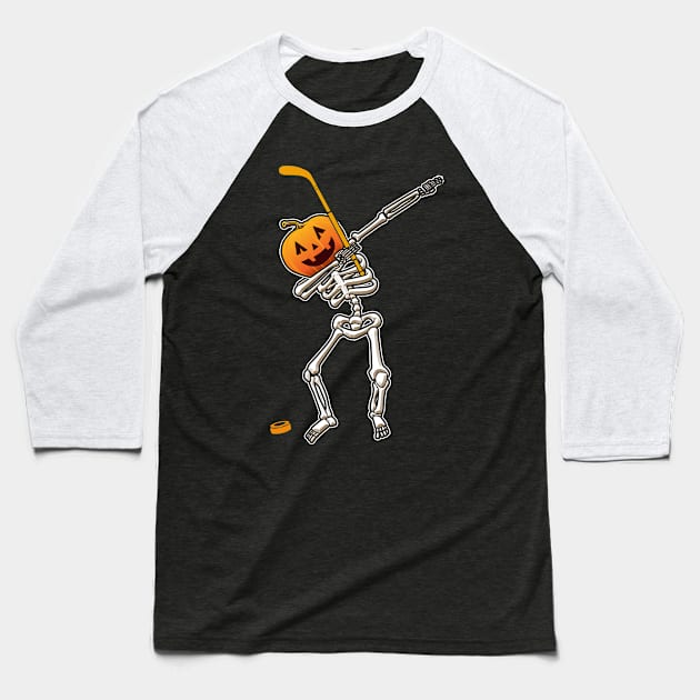 Halloween Dabbing Skeleton Hockey Baseball T-Shirt by Marks Kayla